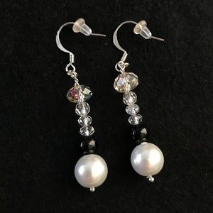 New Handmade crystal and pearl earrings